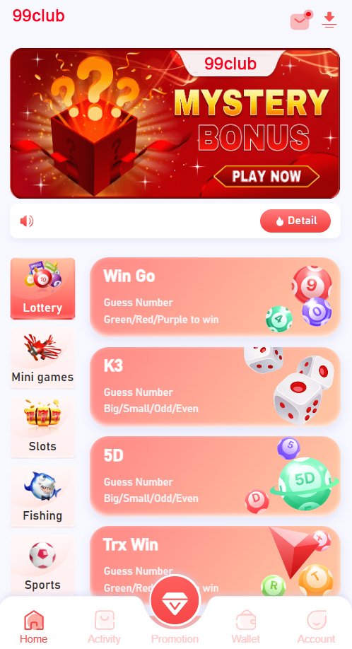 Types Of Games Available In The 99club App